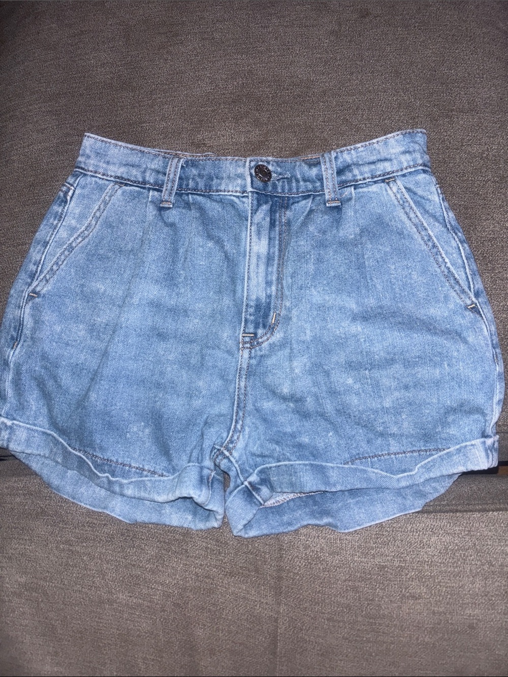 American Eagle Outfitters Light Blue High-Waist Denim Shorts